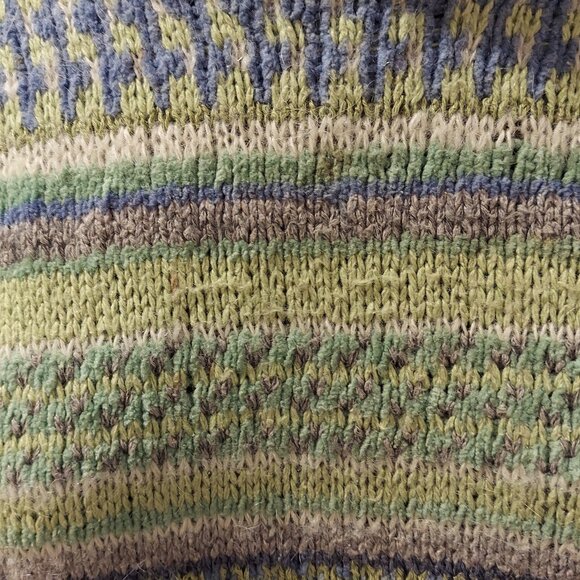 Sigrid Olsen Sport Lime Green Multi Colored Hand Knit Sweater Size S - Picture 3 of 4